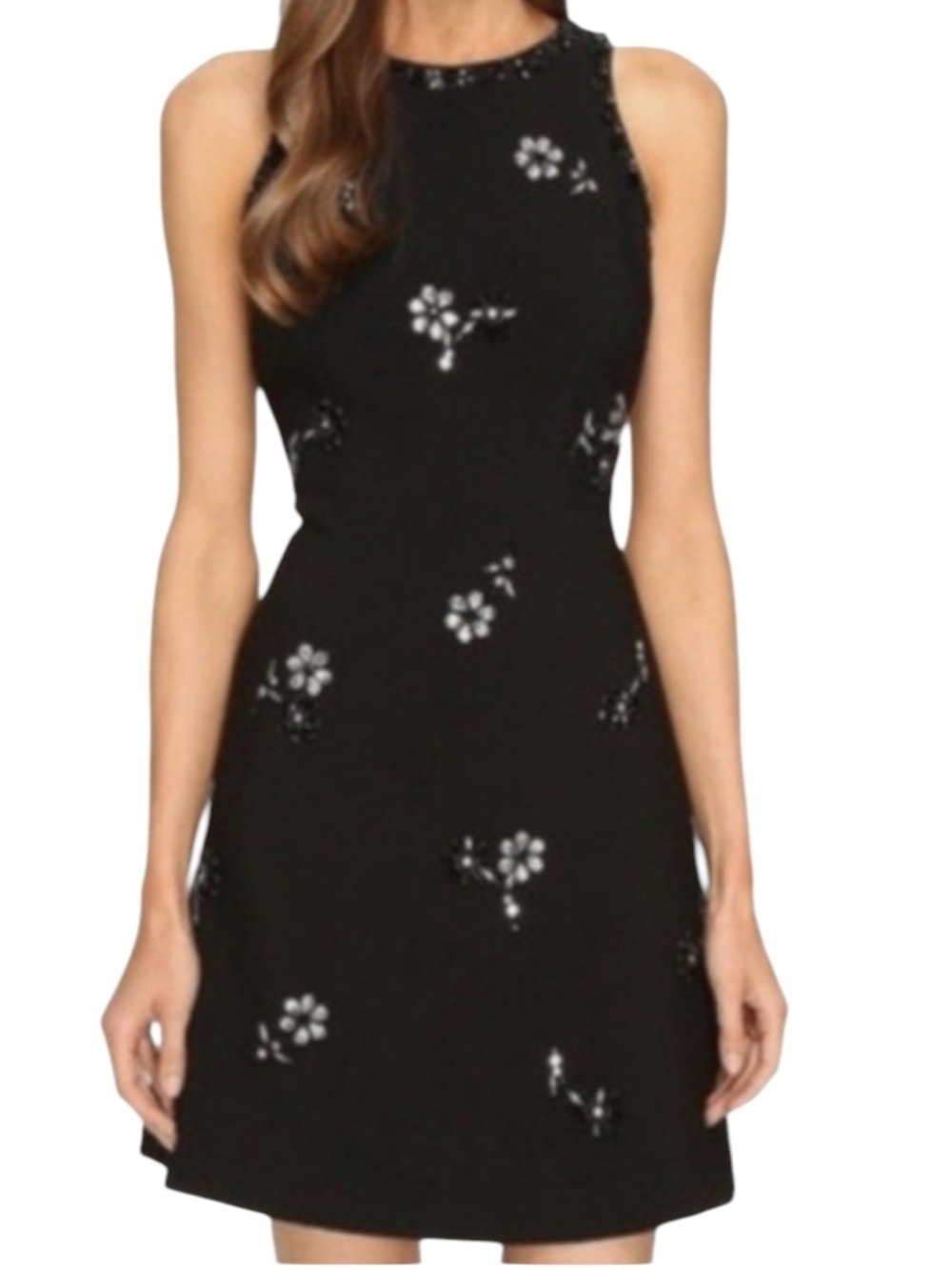 Kate Spade Scattered Brooch Embellished Bejeweled A-Line Mini Dress Black Size 4